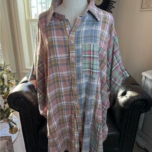 White Birch Multicolor Plaid women’s short sleeve Flannel Shirt